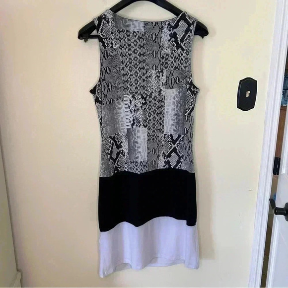 Michael Kors Snake Print Color Block Drape Neck Dress - Picture 4 of 6